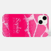 ピンクのグラフィック動物名前をカスタムする Case-Mate iPhoneケース (裏面 (横))