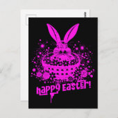 ピンクのグラフィティイースターバニー ポストカード (正面/裏面)