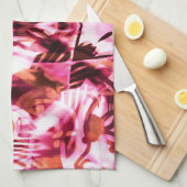 ピンクのグラフィティパターン キッチンタオル (四つ折り)