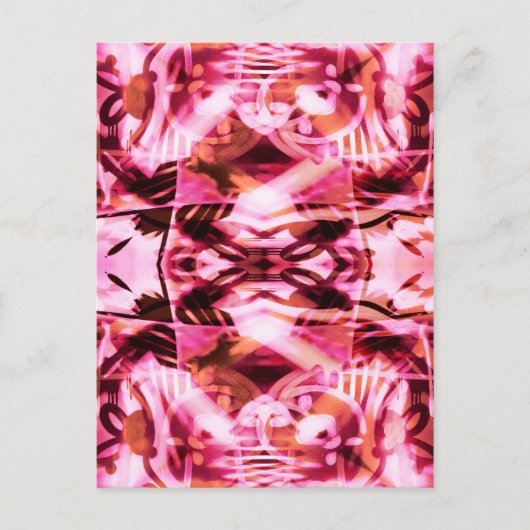 ピンクのグラフィティパターン ポストカード (正面)