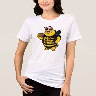 ピンクのグラマラスビー ノーコーヒーノーハチミツノーワーク トライブレンドTシャツ