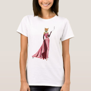 ピンクのグラマーキツネ Tシャツ