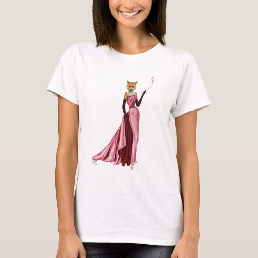 ピンクのグラマーキツネ Tシャツ (正面)