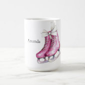 ピンクのグラムアイススケートのクリスマス コーヒーマグカップ (中央)