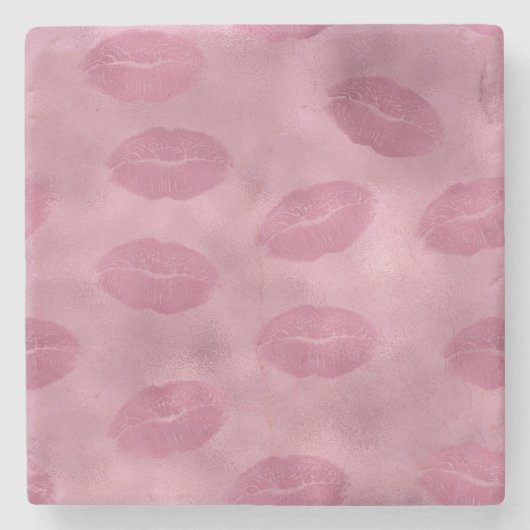 ピンクのグラムリップ ストーンコースター (正面)