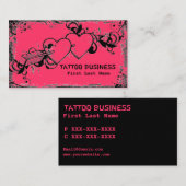 ピンクのグランジなハートのきたない入れ墨の名刺 名刺 (正面/裏面)