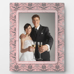 ピンクのグランジダマスク結婚式のプレート フォトプラーク