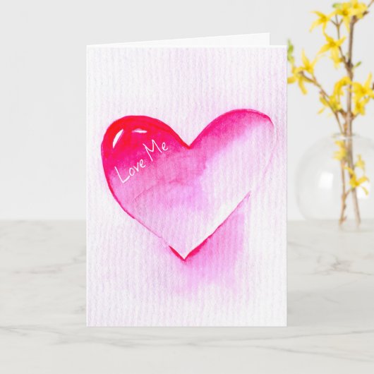 ピンクのグランジハートポップ・アートのは私を愛する カード (黄色い花)