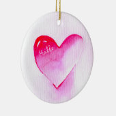 ピンクのグランジハートポップ・アートのは私を愛する セラミックオーナメント (右)
