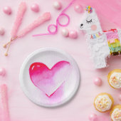 ピンクのグランジハートポップ・アートのは私を愛する ペーパープレート (パーティー)