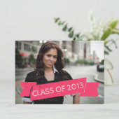 ピンクのグランジバナー 2013年 卒業おめでとう 招待状 (スタンド正面)