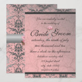 ピンクのグランジーデマスク招待状 招待状 (正面/裏面)