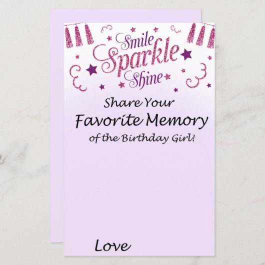 ピンクのグリッターお気に入りのの誕生日の女の子 (正面/裏面)