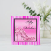 ピンクのグリッターが付いたスタイレットヒールと音楽が最高に素敵な50 招待状 (スタンド正面)