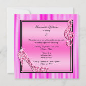 ピンクのグリッターが付いたスタイレットヒールと音楽が最高に素敵な50 招待状 (裏面)