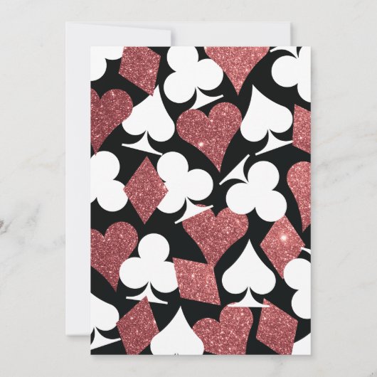 ピンクのグリッターが付いたモダンなカジノの結婚式招待状 招待状 (裏面)