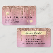 ピンクのグリッターが垂れる髪 メイク フェイク クレジットカード 名刺 (正面/裏面)