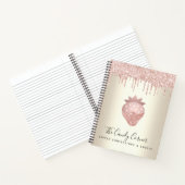 ピンクのグリッターが滴る スターベリーの金色の甘いお菓子 ノートブック (内部)