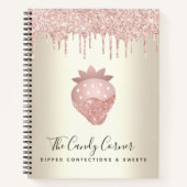 ピンクのグリッターが滴る スターベリーの金色の甘いお菓子 ノートブック (正面)