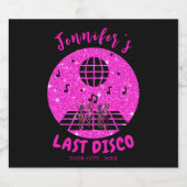 ピンクのグリッターが輝くディスコ バチェロレッテパーティー スパークリングワインラベル (シングルラベル)