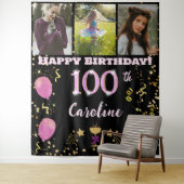 ピンクのグリッターさん、お誕生日おめでとう！１００歳の誕生日おめでとう＆３枚の写真です タペストリー (インサイチュ)