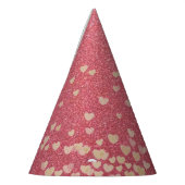 ピンクのグリッターとハート パーティーハット (左)