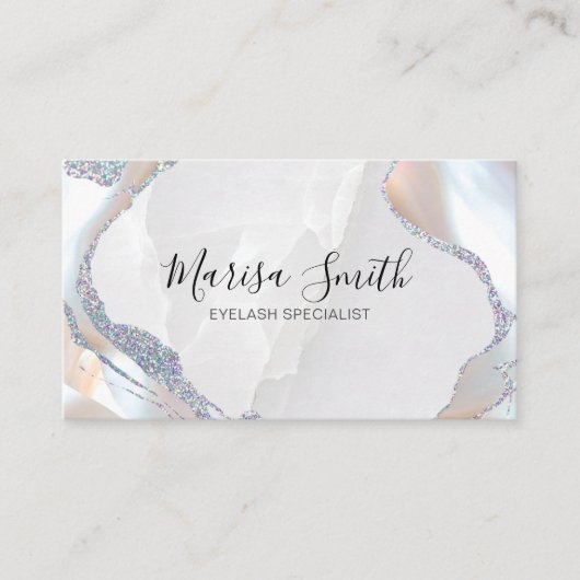 ピンクのグリッターとパール色の背景 名刺 (正面)