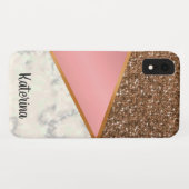 ピンクのグリッターと大理石の幾何学的金ゴールドモバイル Case-Mate iPhoneケース (裏面(横))