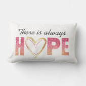 ピンクのグリッターと金ゴールドの「いつも希望がある」 ランバークッション (正面)