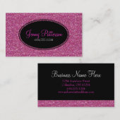 ピンクのグリッターのかわいらしくエレガントでガーリーな名刺 名刺 (正面/裏面)