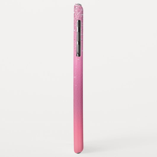 ピンクのグリッターのガーリーな輝きのグリッターのモノグラム Case-Mate iPhoneケース (裏面/左)