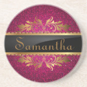 ピンクのグリッターのスパンコールのディスコの輝きパターンコースター コースター (正面)