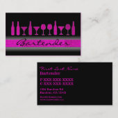 ピンクのグリッターのバーテンダーは名刺を飲みます 名刺 (正面/裏面)