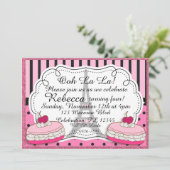 ピンクのグリッターのパリエッフェル塔の女の子の誕生日 招待状 (スタンド正面)