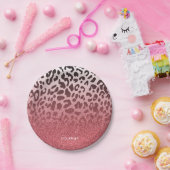 ピンクのグリッターのヒョウの皮 ペーパープレート (パーティー)