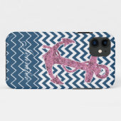 ピンクのグリッターのプリントのいかりの航海のな濃紺の箱 Case-Mate iPhoneケース (裏面(横))