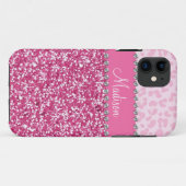 ピンクのグリッターのラインストーンのヒョウのきらきら光るな例 Case-Mate iPhoneケース (裏面(横))