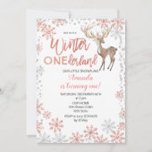 ピンクのグリッターの冬の誕生日の招待状 招待状 (正面)