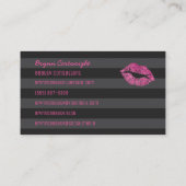 ピンクのグリッターの唇の化粧の美しいコンサルタントの魅力 名刺 (裏面)