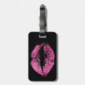 ピンクのグリッターの唇 ラゲッジタグ (裏面縦)