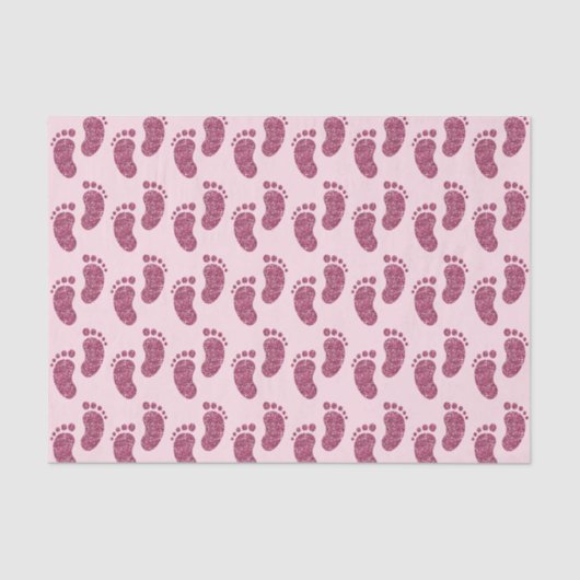 ピンクのグリッターの女の赤ちゃんの足のプリントパターン 薄葉紙 (正面)