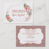 ピンクのグリッターの花の幾何学的な美しいのアポイントメント 予約カード (正面/裏面)