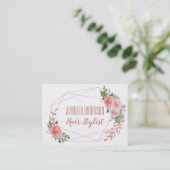 ピンクのグリッターの花の幾何学的な美しいのアポイントメント 予約カード (スタンド正面)