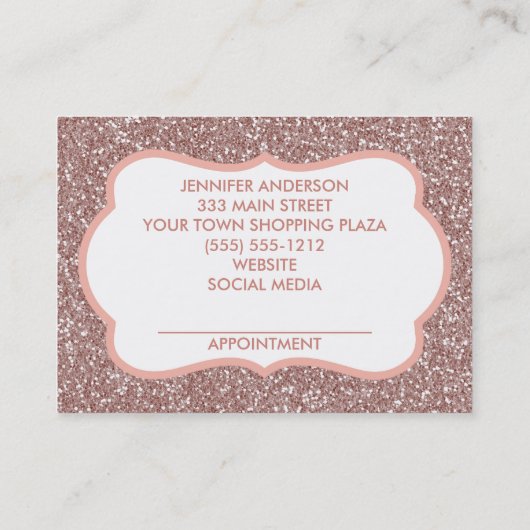 ピンクのグリッターの花の幾何学的な美しいのアポイントメント 予約カード (裏面)