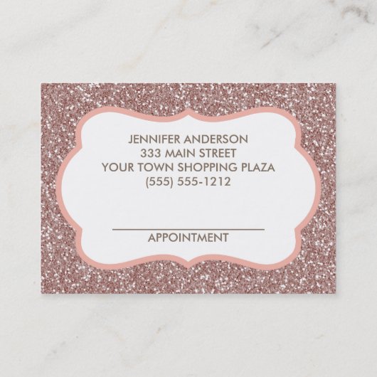 ピンクのグリッターの花の美容院のサロンのアポイントメント 予約カード (裏面)