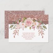 ピンクのグリッターの花柄 エンクロージャーカード (正面/裏面)
