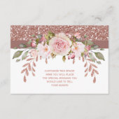 ピンクのグリッターの花柄 エンクロージャーカード (正面)