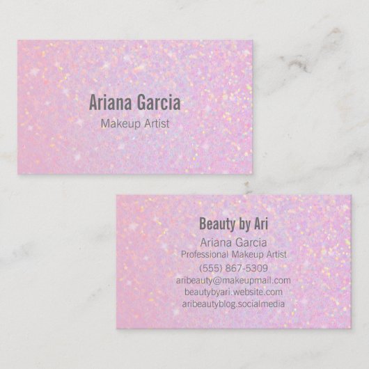 ピンクのグリッターの虹色の美しいの名刺 名刺 (正面/裏面)