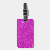 ピンクのグリッターの輝きのカスタマイズ可能なデザイン ラゲッジタグ (正面縦)