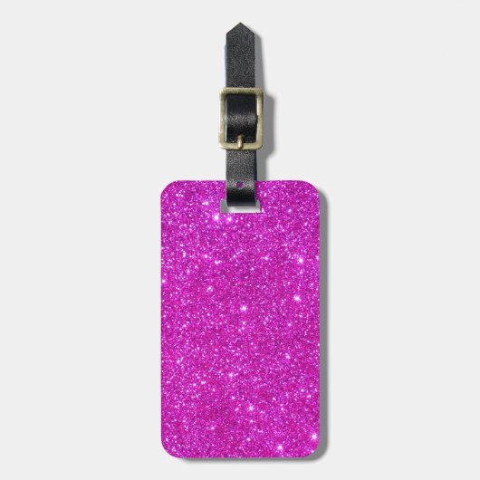 ピンクのグリッターの輝きのカスタマイズ可能なデザイン ラゲッジタグ (正面縦)